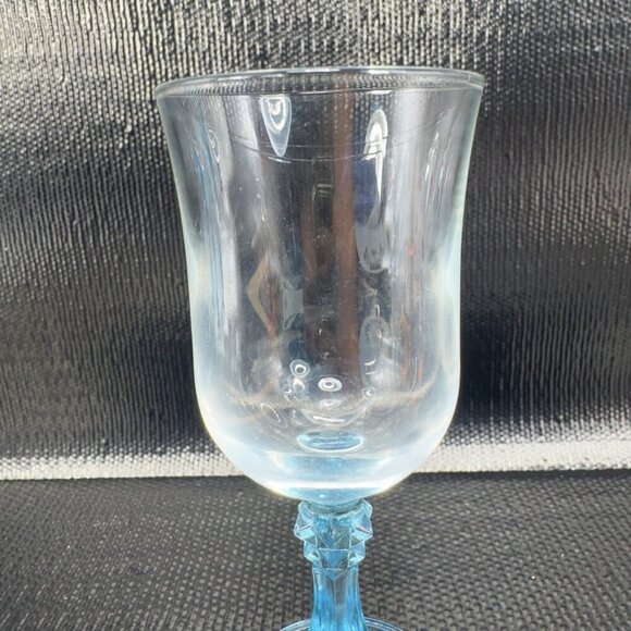 Cristal D’Arques Durand Aqua Blue Stemmed Cordial Glasses Cups Goblets Set 4 VTG - Picture 4 of 9
